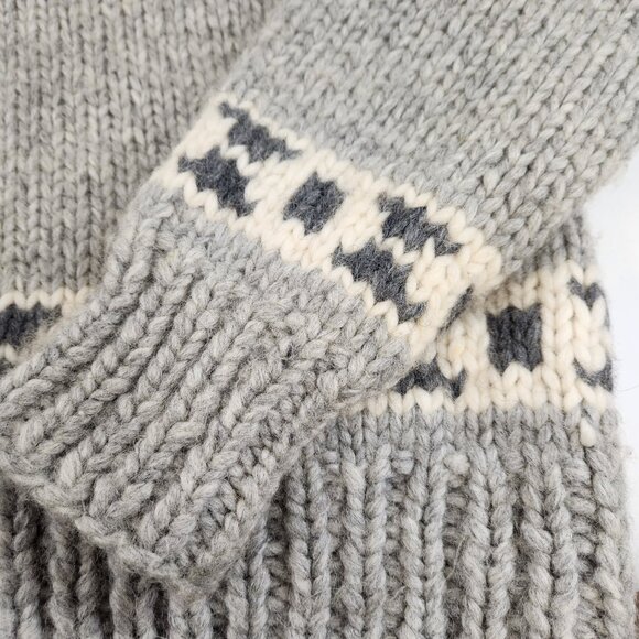 Canadian Hand Knit Cowl Neck Pullover Sweater Unisex Gray Warm Winter Handmade - Picture 3 of 15